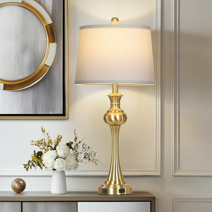 28.75" Gold Table Lamps Modern 3-Way Touch Control Dimmable Bedside Lamp with USB A+C Ports & AC Outlets for Living Room Bedroom Nightstand Lamp (Bulb Included)2