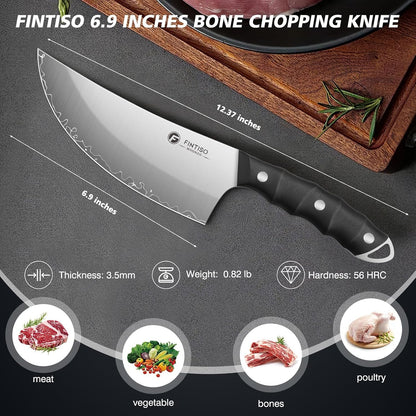 6.9" Viking Butcher Knife, Hand Forged High Carbon Steel Cleaver5