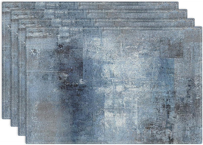 Farmhouse Placemats Set of 4, 12X18 Inch, Denim Blue1