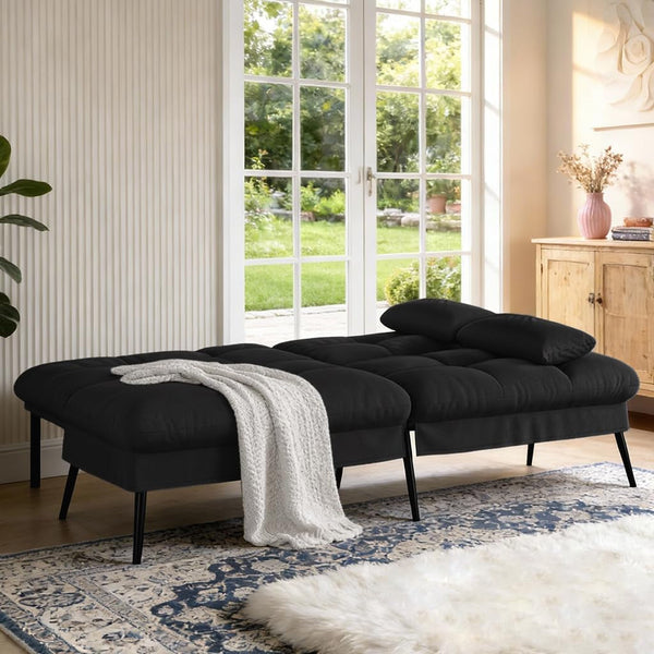 72″ Futon Sofa Bed, Sleeper Sofa with Adjustable Backrest, Black3