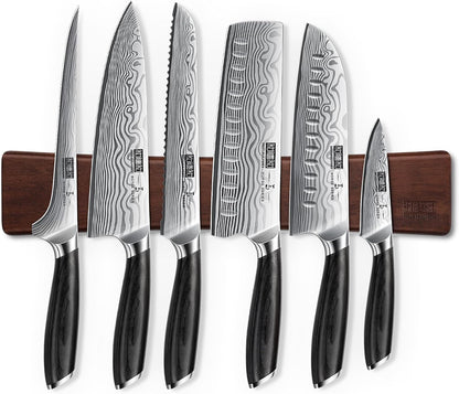 7-Pc Knife Set with Magnetic Knife Holder, Japanese Chef Knife Set | Ultra Sharp High Carbon Powder Steel Kitchen Knives Set, Professional Chef'S Knives with Ergonomic Pakkawood Handle1