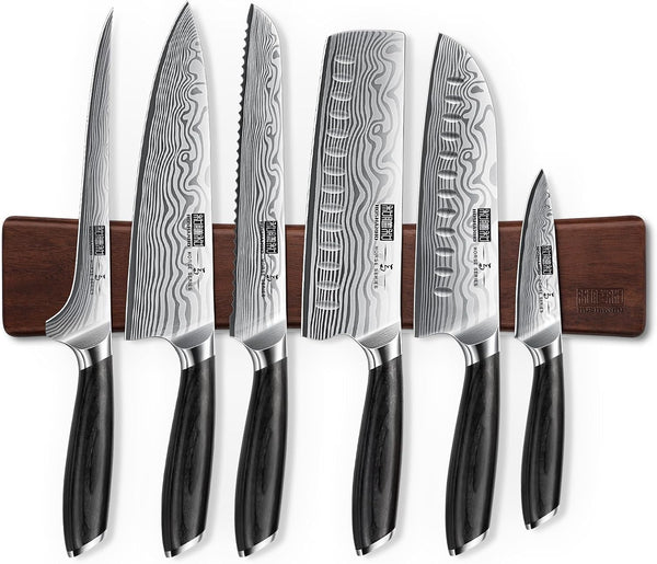 7-Pc Knife Set with Magnetic Knife Holder, Japanese Chef Knife Set | Ultra Sharp High Carbon Powder Steel Kitchen Knives Set, Professional Chef'S Knives with Ergonomic Pakkawood Handle1