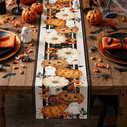 Halloween Spider Web Pumpkin Ghost Table Runner Party Decorations4