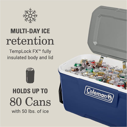 Coleman Classic Series Insulated Portable Rolling Cooler with Wheels, Leak-Resistant Outdoor Hard Cooler Keeps Ice up to 5 Days2