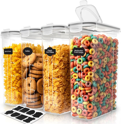 Cereal Containers Storage Set with Lids, 4 Pack, 4L, Clear1