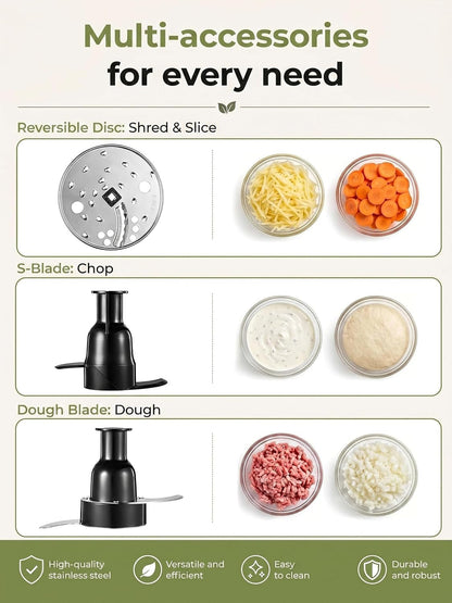 Food Processor 11 CUP, 2-In-1 Large Feed Chute Vegetable Chopper | Stainless Steel S-Blade, Reversible Shredding Disc and Dough Blade, for Mincing, Dicing, Shredding, Puree, Kneading8