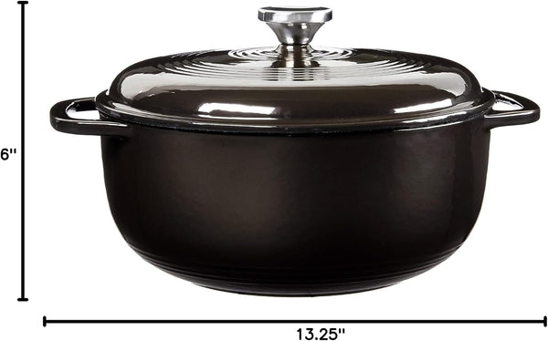 Essential Enamel Cast Iron Dutch Oven, 6 Quart, Midnight Chrome | Ideal for Bread Baking, Braising, Marinating & Slow Cooking, Features Moisture-Sealing Lid & Dual Handles9