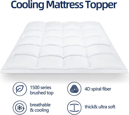 Queen Mattress Topper for Back Pain, Thick Mattress Pad Cover | Plush Pillow Top Mattress Topper, Breathable Soft Bed Topper with 8-21”Deep Elastic Pocket, Cooling for Hot Sleepers, White2