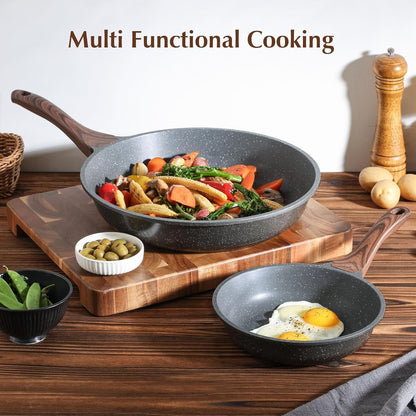 12.5 Inch Nonstick Frying Pan Skillet, Swiss Granite Coating Omelette Pan, Healthy Stone Cookware, PFOA Free7
