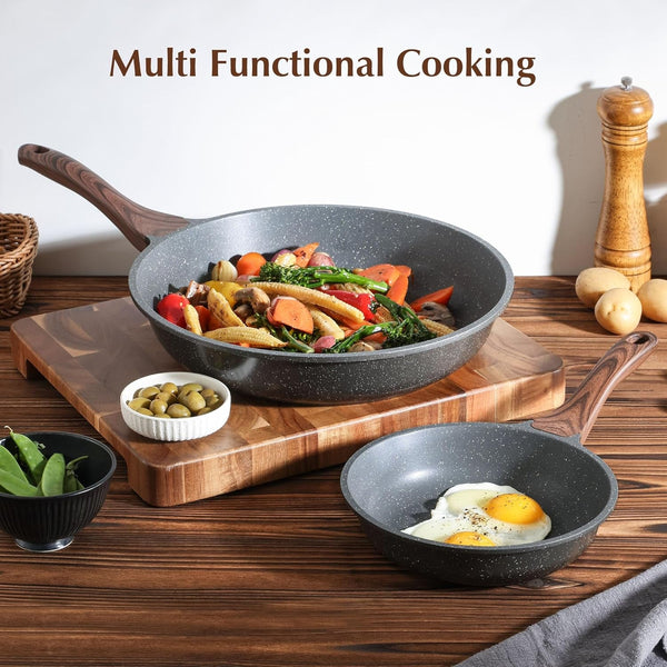 12.5 Inch Nonstick Frying Pan Skillet, Swiss Granite Coating Omelette Pan, Healthy Stone Cookware, PFOA Free7