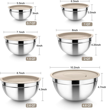 Mixing Bowls Set of 6, Stainless Steel Nesting Mixing Salad Bowl2