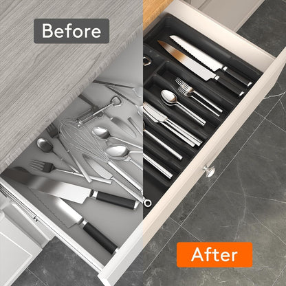 Extra Large Silverware Drawer Organizer, Expandable Utensil Tray6