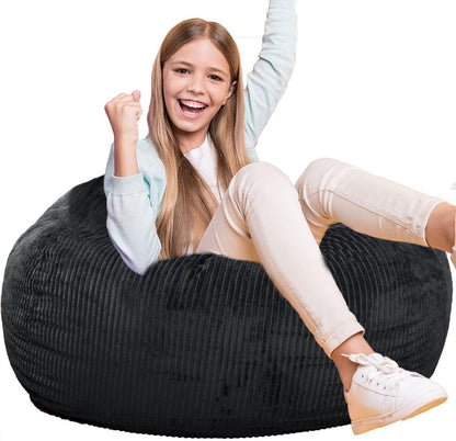 Bean Bag Chair, with Faux Rabbit Fur Cover for Teens and Kids, with Filling Memory Foam Bean Bag Chairs, Soft Faux Fur Fabric, 2.5 Feet round Fluffy Bean Bag Sofa Essential for Reading Games5
