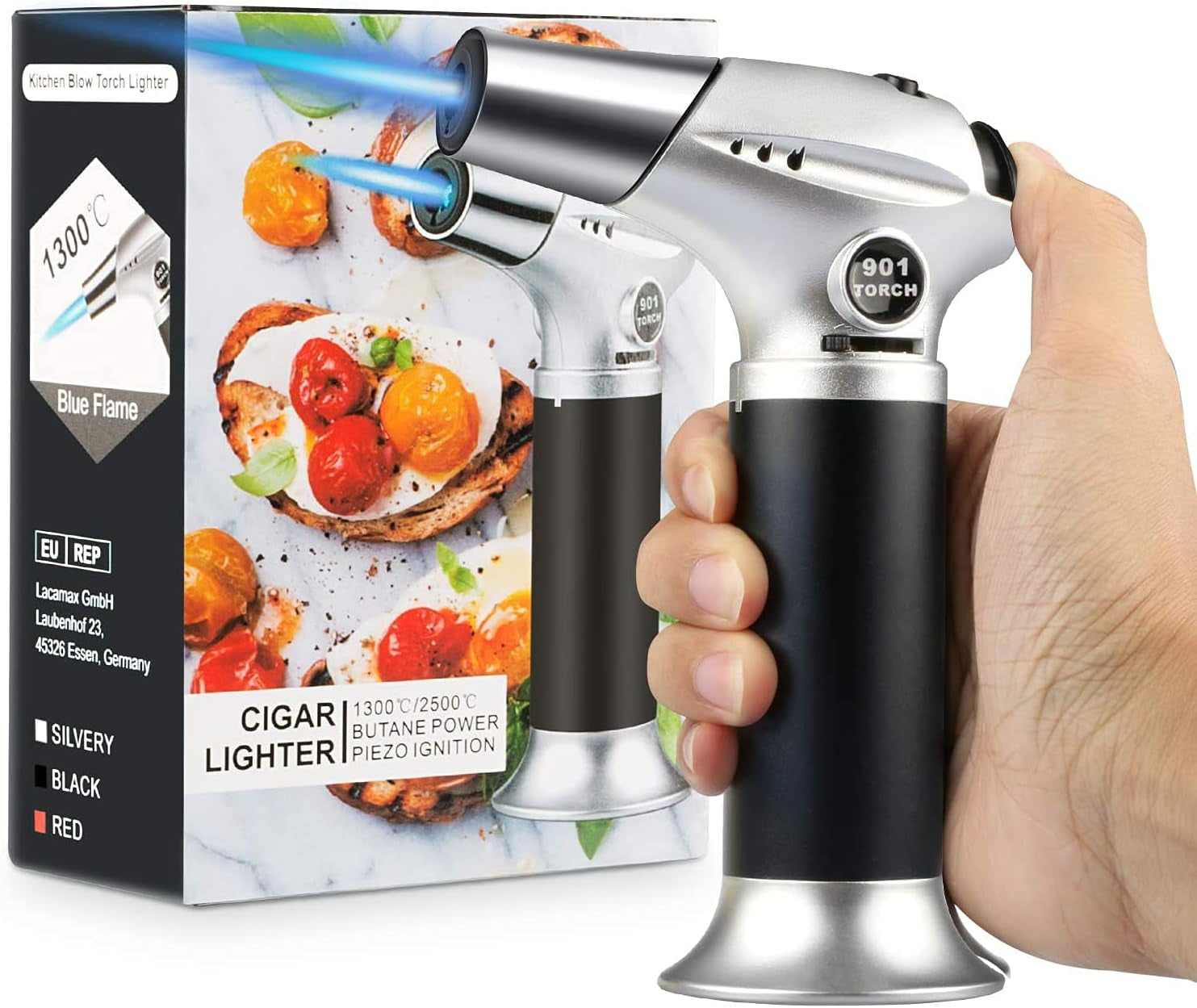 kitchen-butane-torch-safety-lock-adjustable-flame-for-baking-bbq-2500-f-adjustable-flame-one-button-piezo-ignition-refillable-butane-torch-for-creme-brulee-cooking-butane-not-included