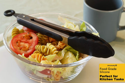 Serving Tongs 9" Cooking Tongs with Silicone Tips, Set of 3 (Black)7
