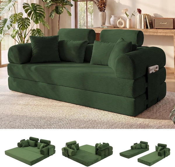 79" Convertible Futon Sofa Bed,High Back Boneless Couch for Living Room1