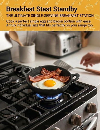 Set of 6 Mini Cast Iron Skillets with Handle, 4.8 X 4.8 X 1.3 Inch | Small Cast Iron Pan, Mini Ramekins round Black Casserole Dish for Food Serving, Frying, Baking, Cooking & Roasting7