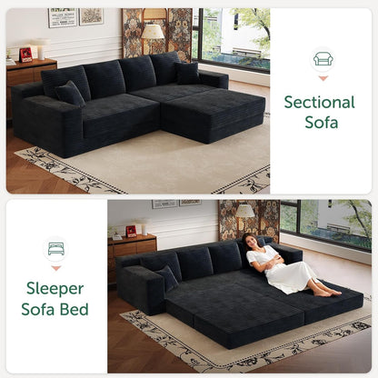 106”Modular Sectional Sofa, Cloud Sectional Couch with Deep Seat, Modern Modular L-Shape Sofa Couch with Ottoman,Upholstered Boneless Couches for Living Room Bedroom No Assembly Required9