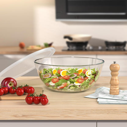 4.7 Qt Extra Large Glass Mixing Bowls Clear Glass Salad Cooking Bowls for Kitchen Salad Bread Storage7