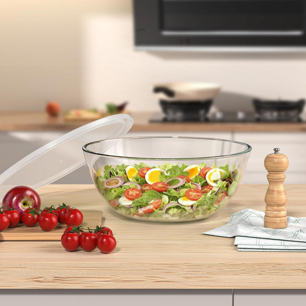 4.7 Qt Extra Large Glass Mixing Bowls Clear Glass Salad Cooking Bowls for Kitchen Salad Bread Storage7