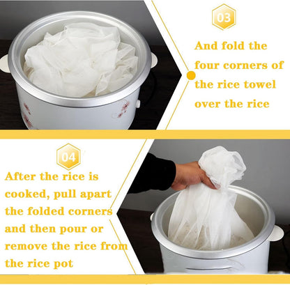 Rice Net,43" X 43" Sushi Rice Cooking Net,Non-Stick Rice Cooker Napkin,Reusable Home or Commercial Rice Net Napkin,Cooking Steam Cloth,Bamboo Steamer Mat Cloth 4PCS7