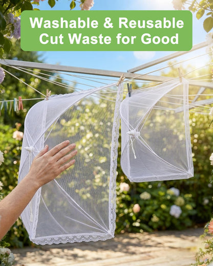 Food Covers for outside - 2 Extra Large (40 X 25 In) & 6 Large (17 X 17 In) Pop-Up Umbrella Screen Tents- Breathable Outdoor Mesh Food Covers & Picnic Essentials - Collapsible Mesh Food Tent5