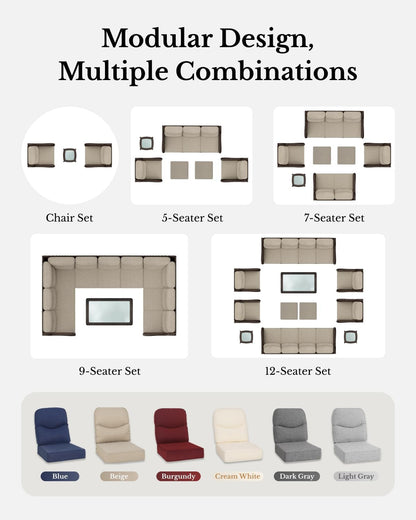 Luxury Outdoor Patio Furniture Set with 6-Inch Thick Cushions7