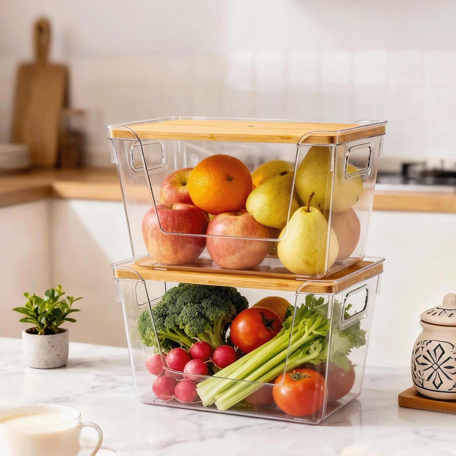 2-set-pantry-organizers-and-storage-with-bamboo-lids-stackable-clear-bins-for-onion-potato-fruit-vegetables-trash-bag-dispenser-kitchen-and-under-sink-organizer
