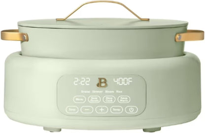 Drew Barrymore 10-In-1 6Qt Electric Multi-Cooker Slow Cooker, Rice Cooker, Steamer & More | Touch Control, Oven-Safe, Dishwasher-Safe | Sage Green1