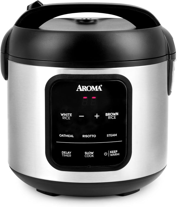 Digital Rice Cooker, 4-Cup (Uncooked) / 8-Cup (Cooked), 2 Qt, Steamer, Multicooker, Slow Cooker, Oatmeal Cooker, Auto Keep Warm, Stainless Steel Exterior1