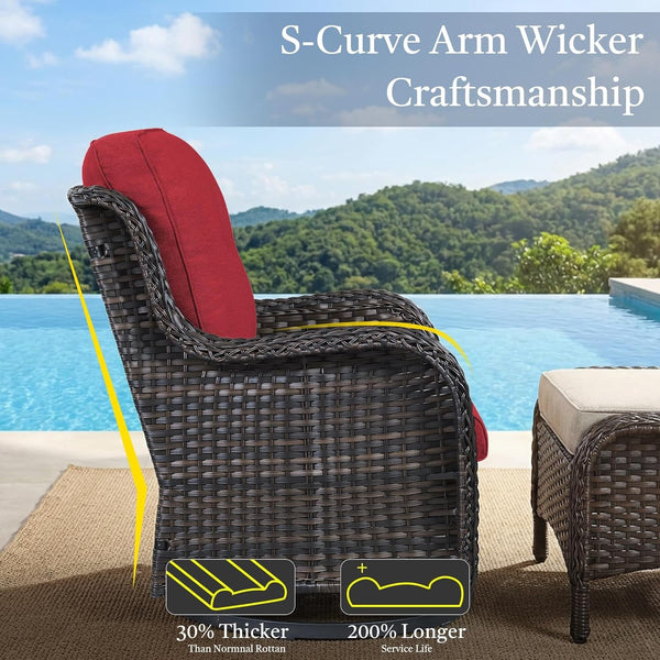 6 Piece High Back Patio Furniture Set - All Weather Patio Conversation Set with 4 Inch Thick Cushions and Deep Seating Swivel Glider Chairs & Outdoor Couch for Porch Deck Yard Pool4