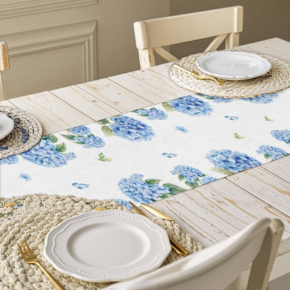 Hydrangea Butterfly Table Runner 13X72 Inch, Blue Hydrangea Gifts for Women2