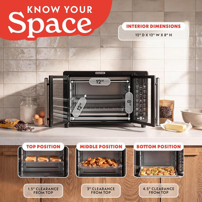 French Door Air Fryer Toaster Oven – 6-Slice Capacity, Fryforce 360°, Digital Display with 17 Cooking Presets, Black12