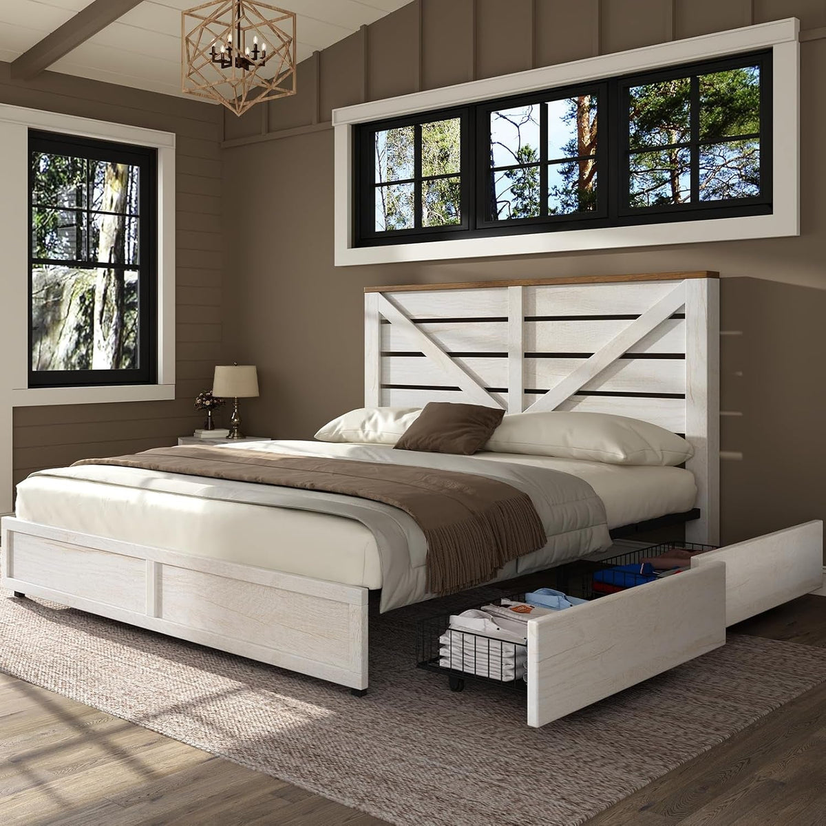 full-size-farmhouse-bed-frame-with-4-drawers-barn-door-headboard
