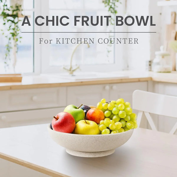 Large Decorative Bowl,Modern Fruit Bowl for Kitchen Counter,Handicraft Decorative Bowls for Home Decor,Stylish Key Bowl for Entry Table - Artificial Stone Beige2