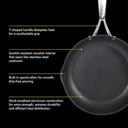 2 Piece 8 and 10 Inch Fry Pan Hard Anodized Laser Titanium Forever Non Stick Technology Durable Frying Pans Set - Black6