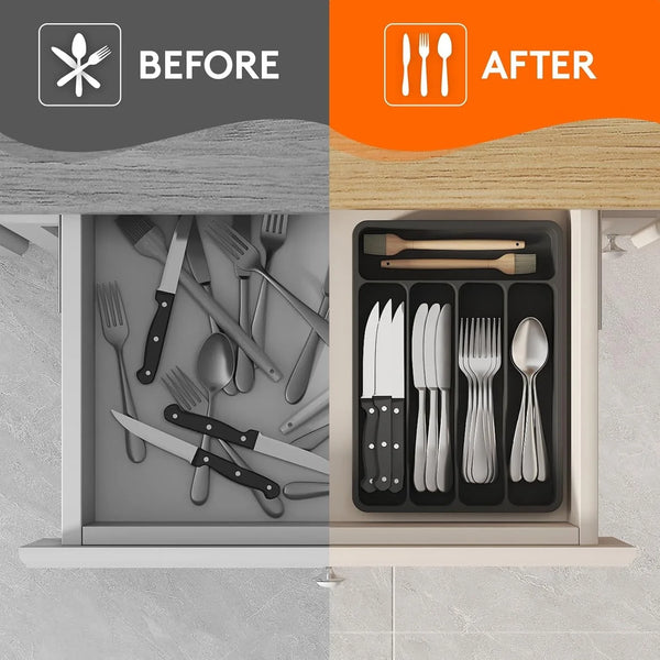 Silverware Drawer Organizer Tray, Cutlery Storage for Kitchen6