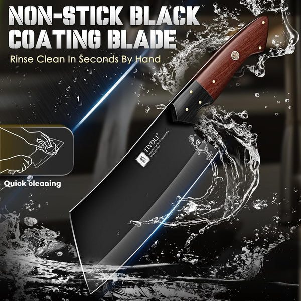 Meat Cleaver Knife 7 Inch - Black Butcher Knife for Meat Cutting6