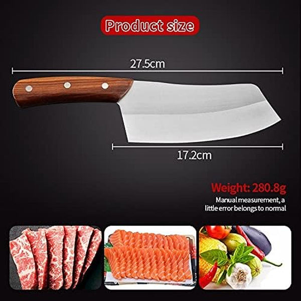 Meat Cleaver, Cleaver Knife Japan Kitchen Chef Knives Wood Handle Meat Fruit Vegetable Fish Butcher Knife Chinese Cleaver High Carbon Knives (Color : Cleaver Knife)2