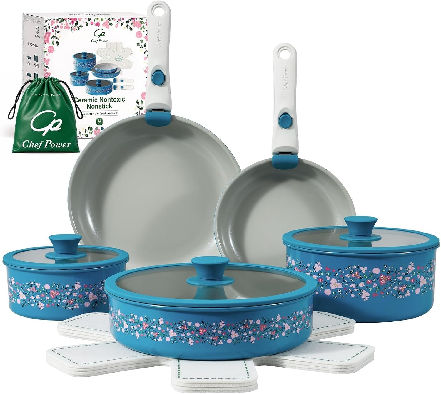 ceramic-cookware-set-non-toxic-with-detachable-handles-healthy-nonstick-decal-pans-and-pots-set-14-pcs-induction-dishwasher-oven-safe-kitchen-set-turquoise-with-bougainvillea