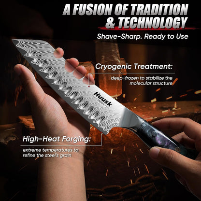 Japanese Knife Set 3 PCS - Stainless Chef Knife Set with Sheath | Hand Sharpened Full Tang Professional Kitchen Knives for All Purpose, Ergonomic Resin Handle, Gift Idea for Men Dad3
