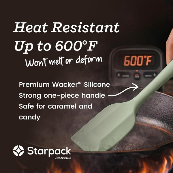 Starpack Flip and Whip Silicone Baking Utensils Set (5-Piece) - LFGB Non Toxic, 600°F Heat Resistant, Bpa-Free - Whisk and Rubber Spatula Set with Pastry Brush - Dishwasher Safe, Nonstick Sage Green4