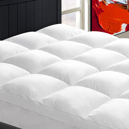 Queen Mattress Topper for Back Pain, Thick Mattress Pad Cover | Plush Pillow Top Mattress Topper, Breathable Soft Bed Topper with 8-21”Deep Elastic Pocket, Cooling for Hot Sleepers, White1