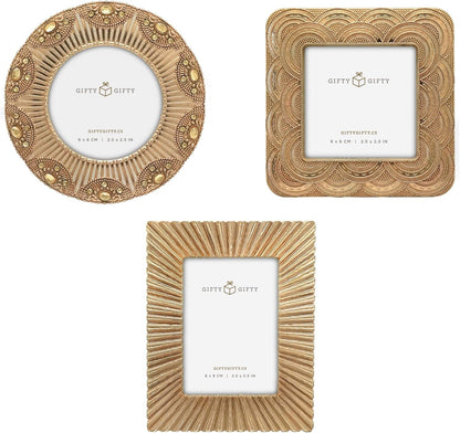Classic Gold 1920S Mini Frame Set/Set of 3/2.5X2.5 & 2.5X3.5 in | for Tabletop Display | Perfect for Home Decor, Wedding, Graduation, or Milestone Photos9