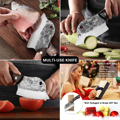 Meat Cleaver, Kitchen Knives Dual Purpose Handmade Forged Ultra-Sharp Fish Knife Chef Cooking Knives(Fish Cutter2Pcs)5