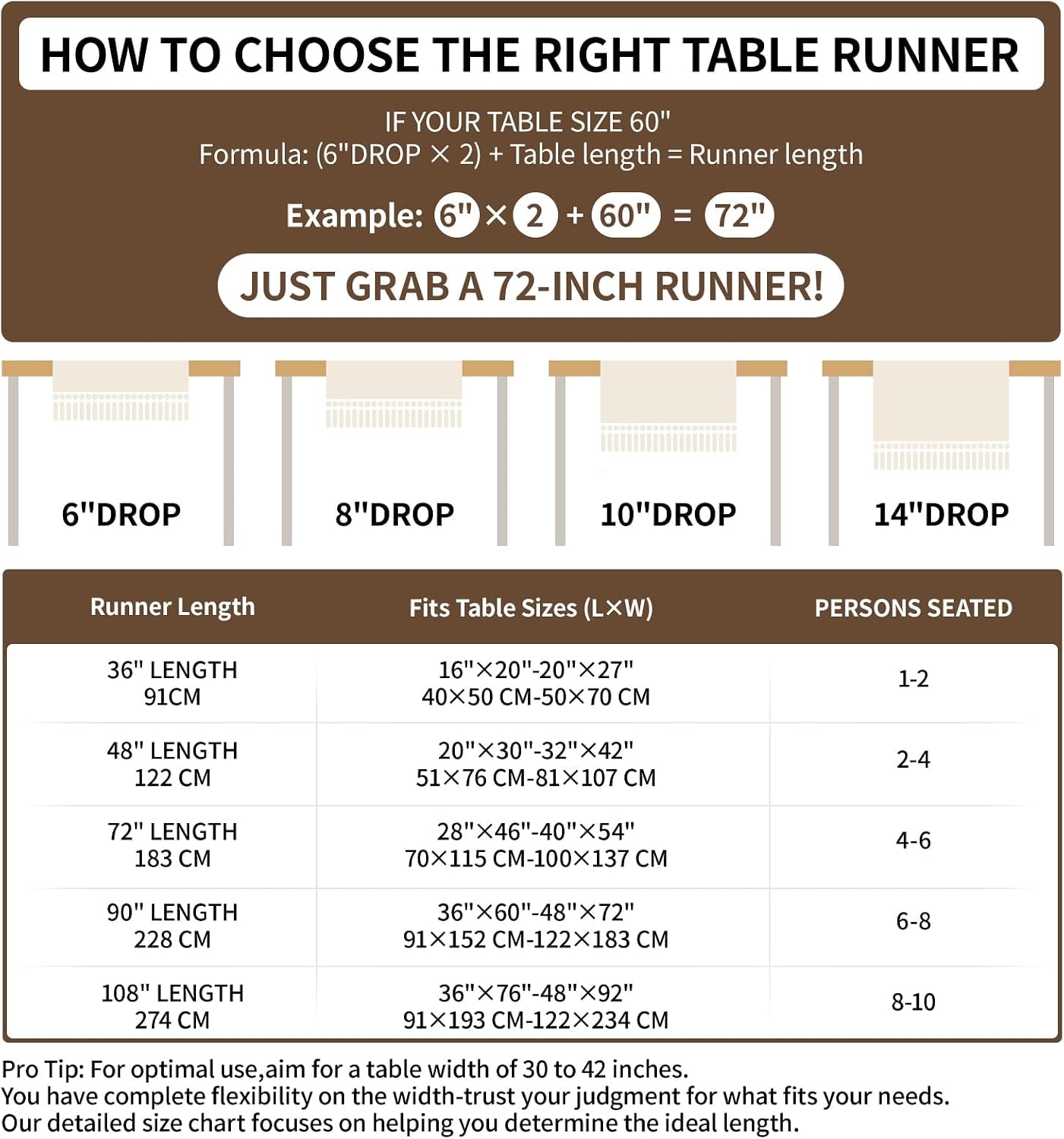 boho-table-runner-for-fall-home-decor-with-tassels-72-inches-farmhouse-rustic-cream-brown-table-runners-for-bohemian-kitchen-summer-dining-table12x72in-fringe-included