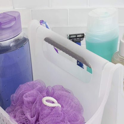 2-Compartment Soft Grip Plastic Shower Caddy Organizer with Handle6