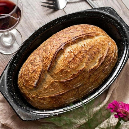 13" Oval Roaster with Lid – Enameled Steel, Oven Safe to 932°F – Ideal for Roasting, Baking & Sourdough Bread – Self-Basting Cover, Dishwasher Safe, 7 Lb Capacity | Oval Roaster Capacity, Roasts up to 7 Lb Poultry or Meat, Covered Cooking for Larger Meals, Speckled Black Steel Construction3