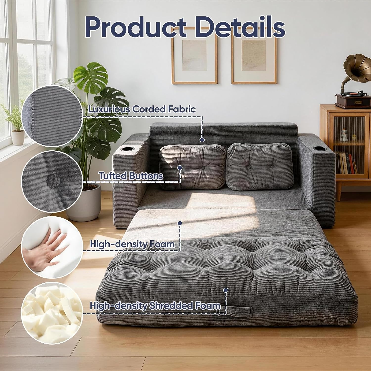 63-loveseat-sleeper-sofa-bed-boneless-convertible-corduroy-pull-out-couch-with-cup-holders-and-2-pillows-space-saving-sofa-bed-for-small-spaces-living-room-bedroom-grey