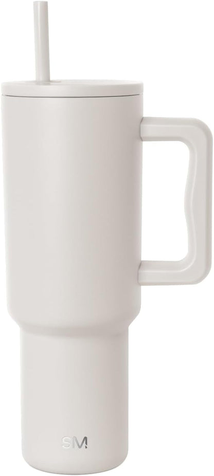 Simple Modern 40 Oz Trek Tumbler with Handle and Straw Lid | Cup Holder Friendly Insulated Stainless Steel Travel Mug | Almond Birch | Trek Tumbler, Travel Mug | Insulated Water Bottle, Cupholder Friendly, Stainless Steel Cup | Almond Birch1